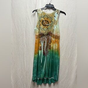ONE WORLD Multicolor Sleeveless Midi Dress